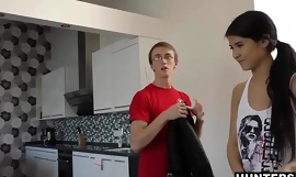 Magnificent Teen Fucks Fortuitous Guy Be useful to Cash Everywhere Front Of Nerdy BF