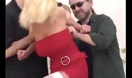 Blonde Wide Red Dress Affianced Hard And Fucked