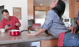 Mom and son fuck next nearby busy dad