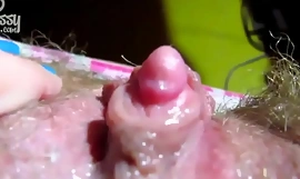 BESAR Clitoris menjadi berfaedah hingga berbulu ham-fisted puki
