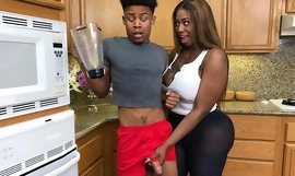 Fat ebony exercises with her stepson and acquires fucked