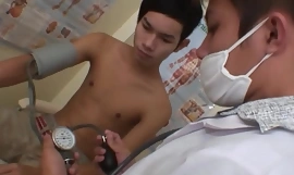 Slim Asian breeded unconnected with doctor after sucking detect at exam