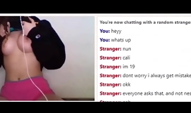 Cute Omegle Teen Shows Nuisance And Tits ALMOST Got Caught!