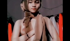 young girl beside hijab shows her beautiful body and pussy