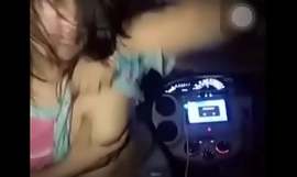 Desi boob shtick together with dance in agley of car