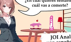 JOI ass fucking hentai em espanhol. O dilema da polla e da tarta. Vídeo completo.