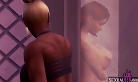Min Sapphist Roommate spionerer på mig, mens jeg bader og slikker min fisse - Sexual Hot Animations